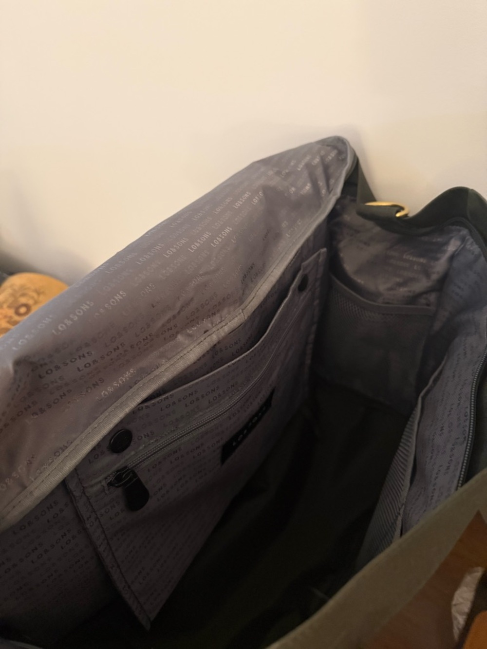 Lo & Sons Olive Green Catalina with Travel Straps and Separate Shoe Compartment - Picture 10 of 16